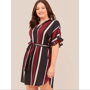 Striped V-neck shirt dress size 1XL